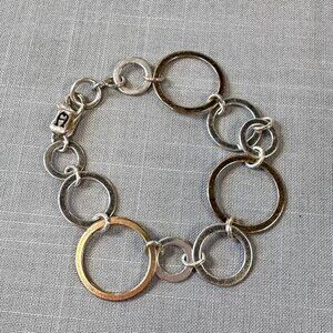 Vintage Etienne Aigner Silver and Gold Tone Circle Link Bracelet